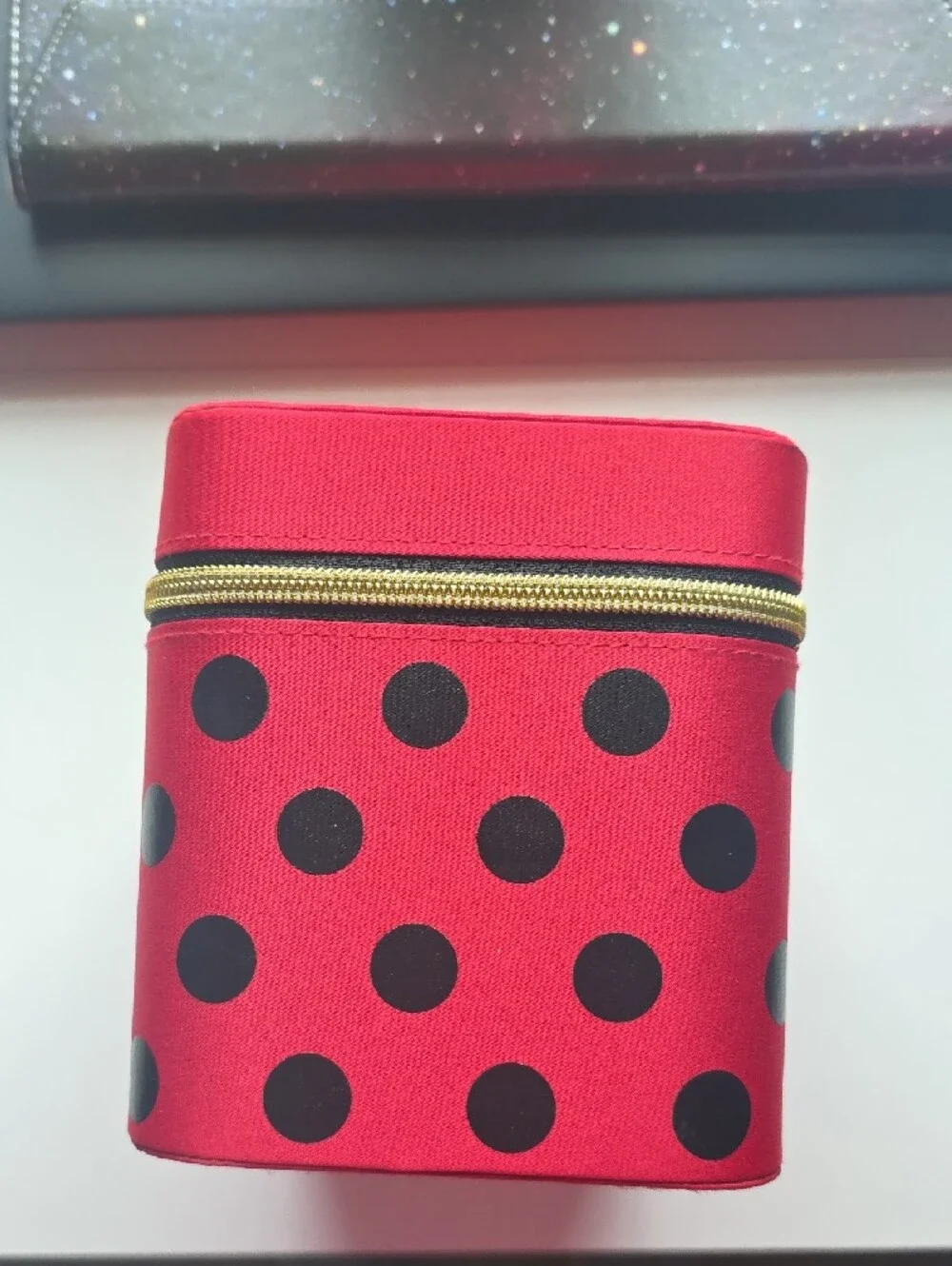 Marc Jacobs Red Cosmetic Case with Black Polka Dots